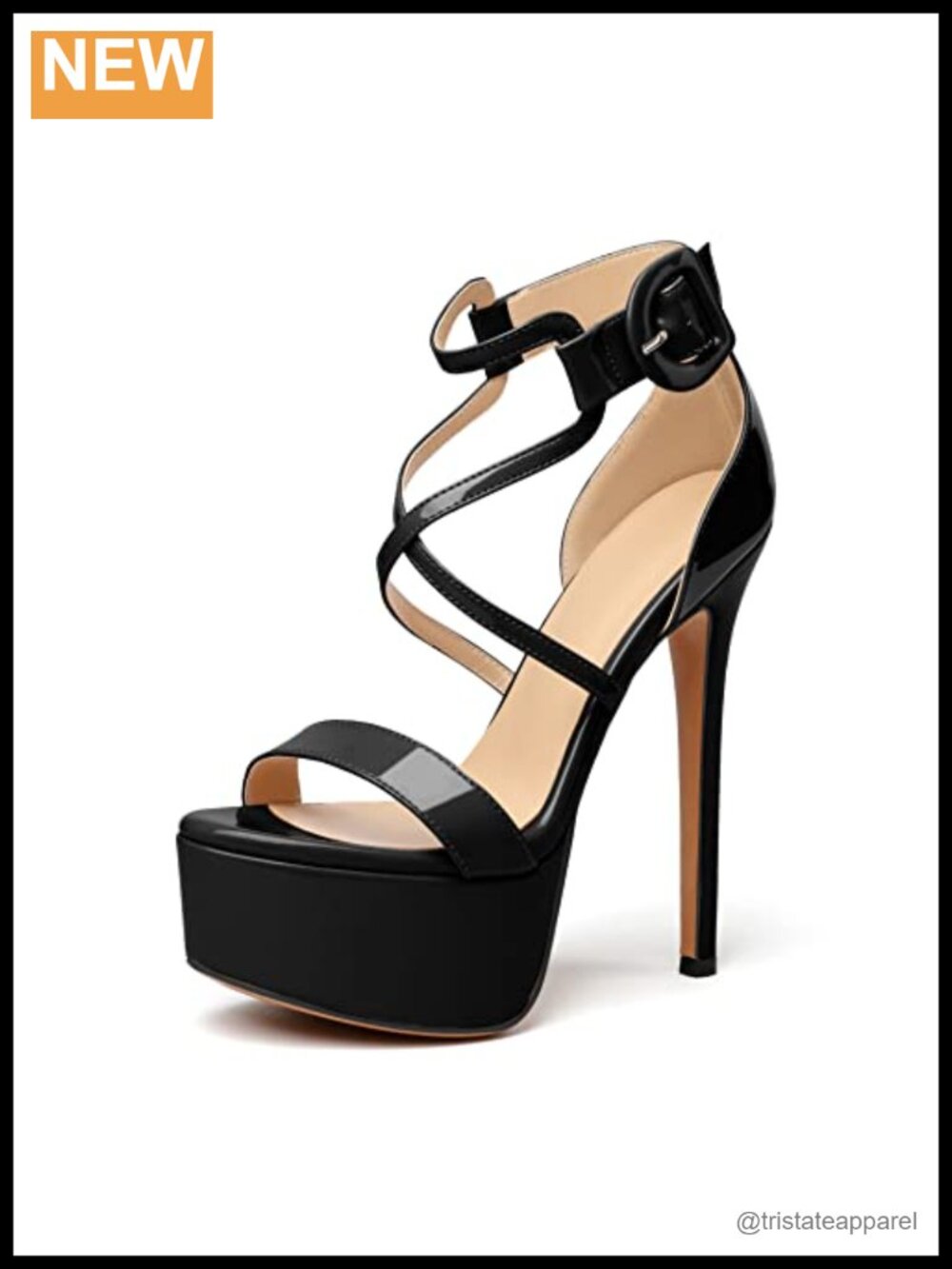 Platform Sandals Ankle Strap 6" Stiletto Heels Crisscross Open Toe